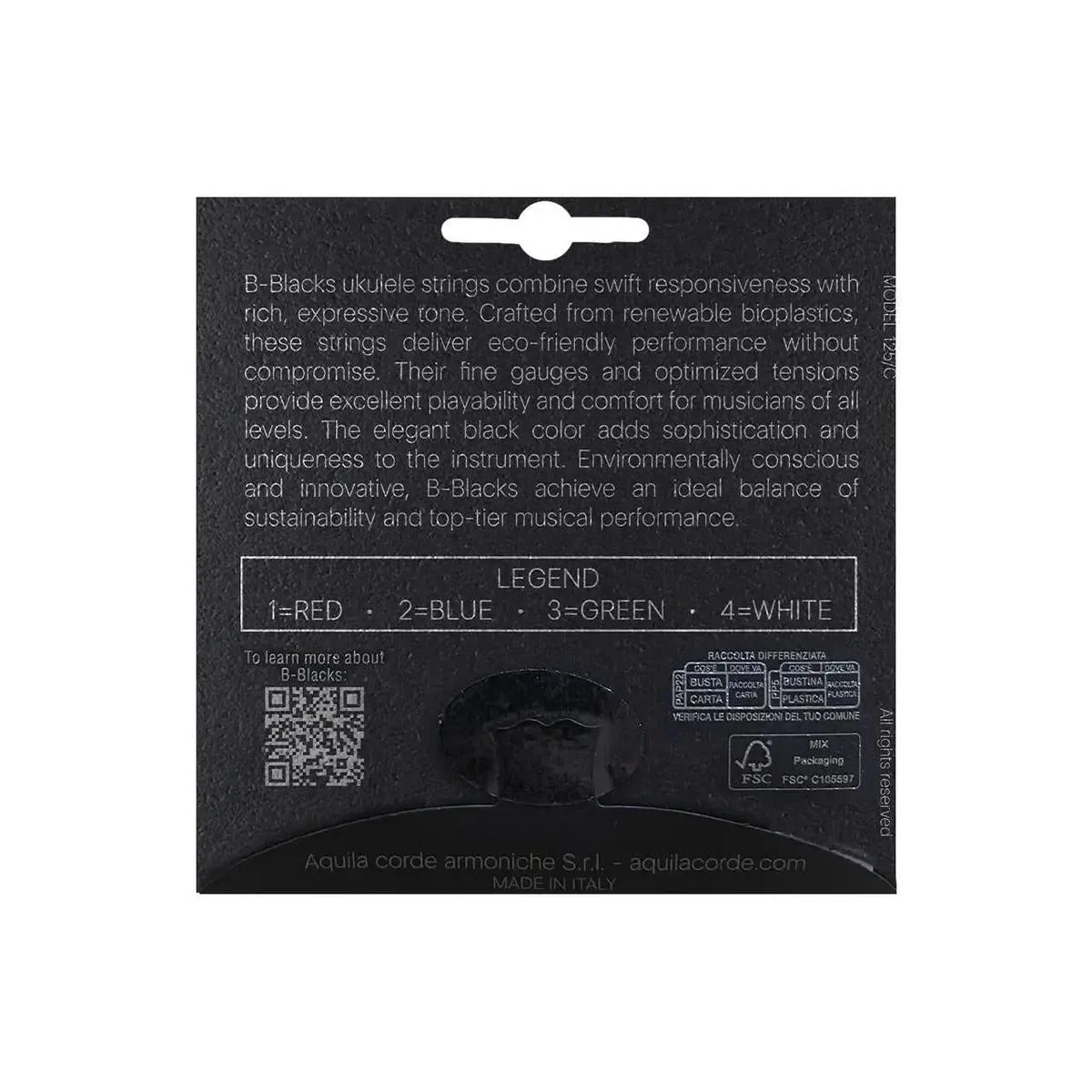 Aquila 182U B-Blacks Renewable Bioplastic Tenor Strings (G-C-E-A Tuning) - HIGH G - Image 2