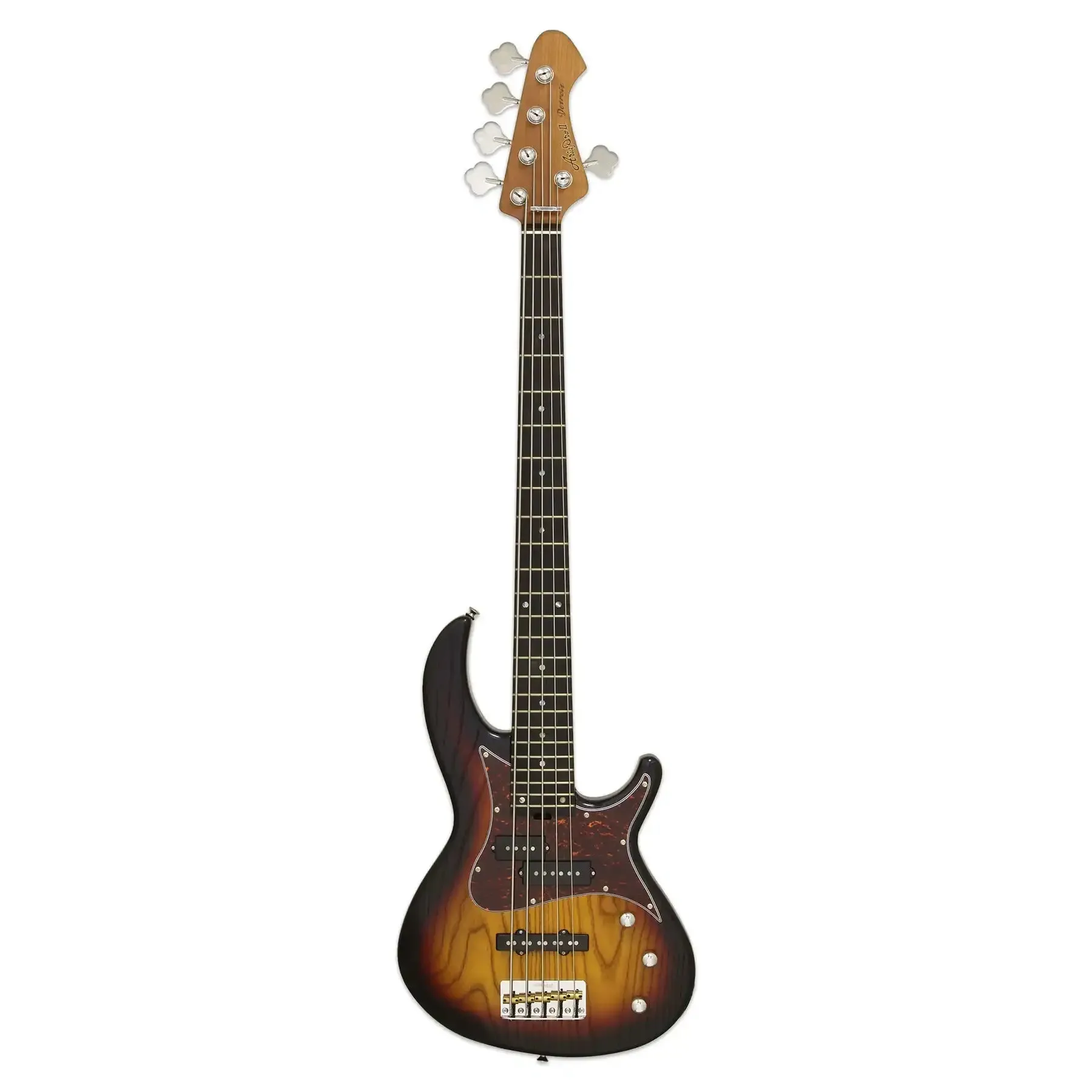 Aria 313-MK2/5 Detroit Pro II Hot Rod Collection Electric Bass - 5-String Open-Pore Sunburst - Image 3