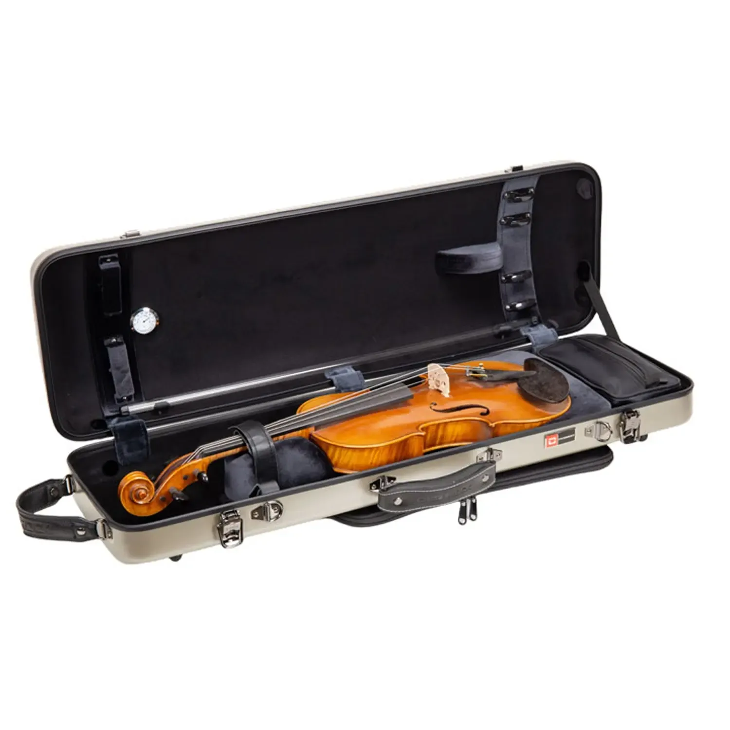 Crossrock CRF4050VF-R Polycarbonate Oblong Flight 4/4 Violin Case - Champagne - Image 3