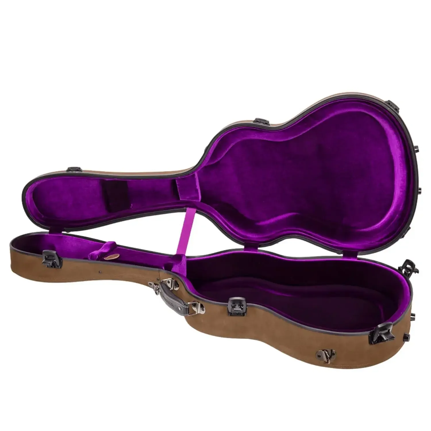 Crossrock CRF5030C Ultra-Light Fiberglass Flamenco Classical Guitar Case - Brown Leather - Image 5