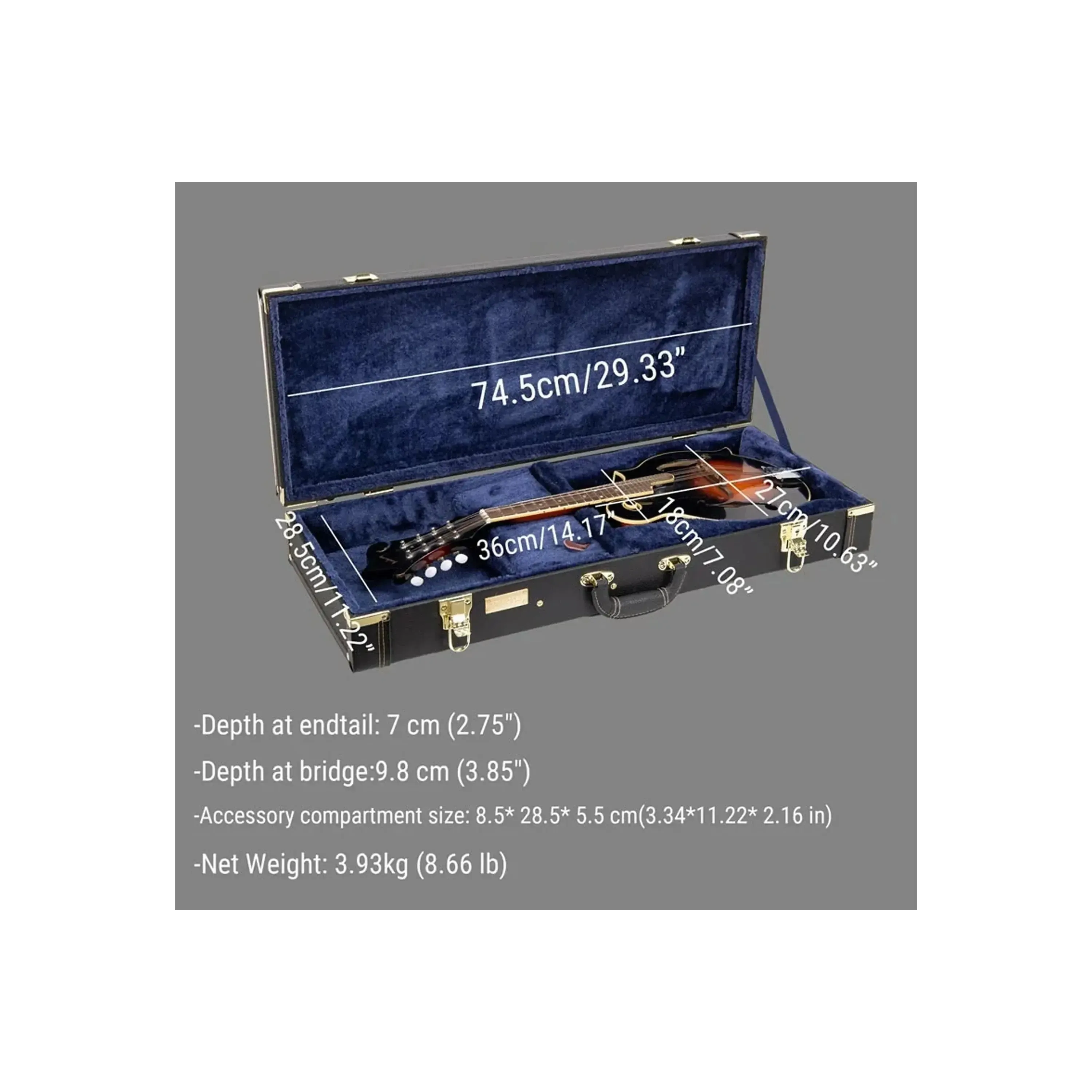 Crossrock CRW620MF-R F-Body Rectangular Mandolin Case - Tweed - Image 4
