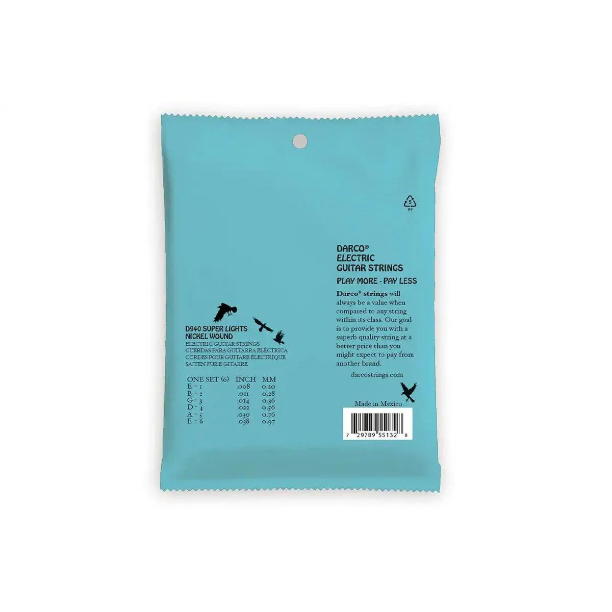 Darco D940 Nickel Wound Electric Guitar Strings - .008 -.038 Super Light - Image 2