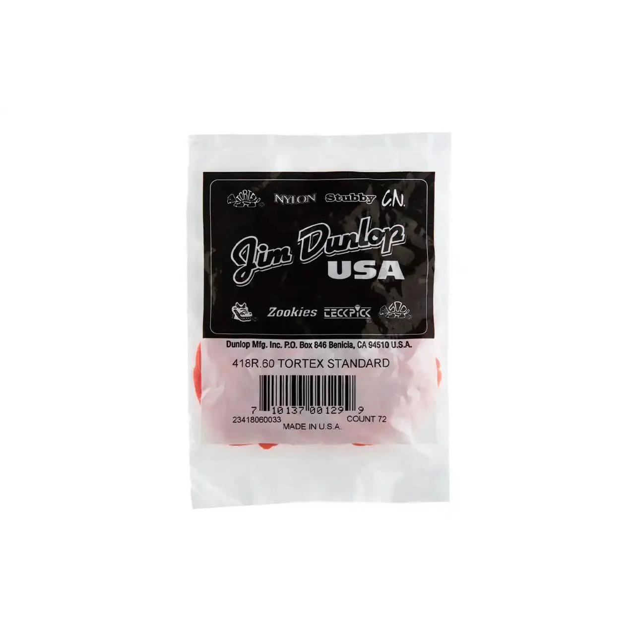 Dunlop Tortex Orange .60mm Guitar & Ukulele Picks - 72 Pack - Image 2