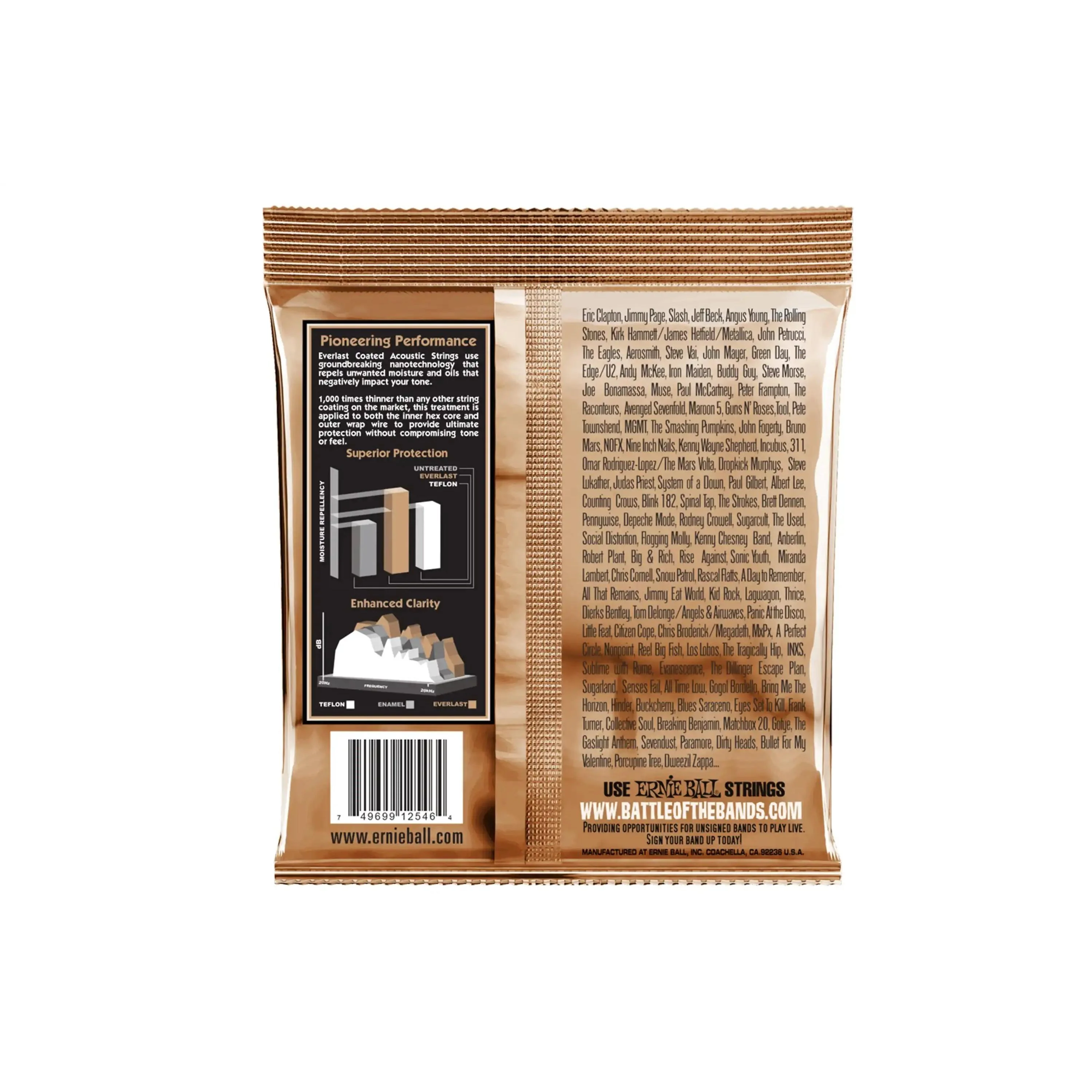 Ernie Ball Everlast Medium Light Coated Phosphor Bronze Acoustic Guitar Strings - 12-54 GAUGE - Image 2