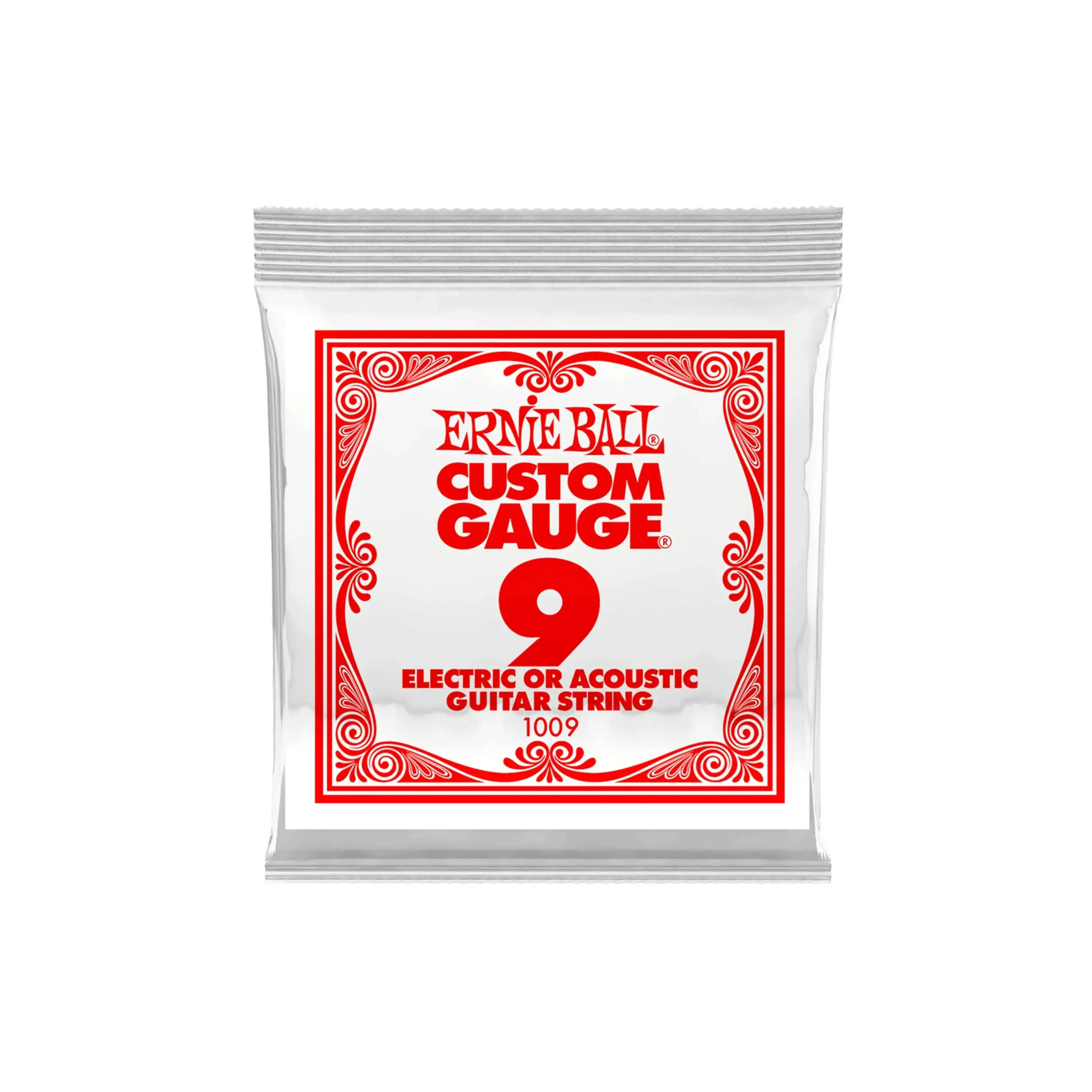 Ernie Ball Plain Steel String Electric or Acoustic Guitar SINGLE STRING - .009 Gauge