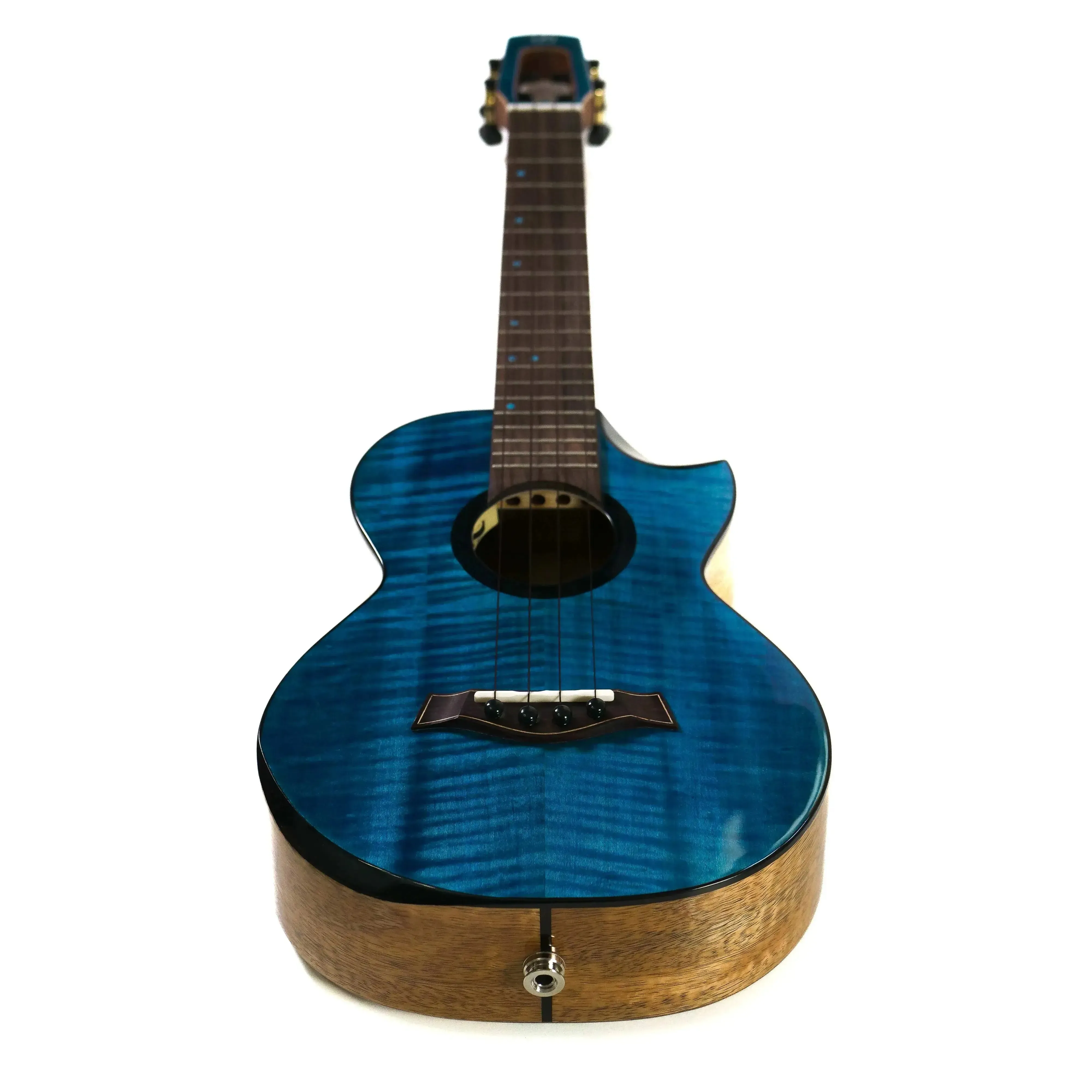 Flight Comet Blue EQ-A Solid Flamed Maple Top Tenor Ukulele - Image 5
