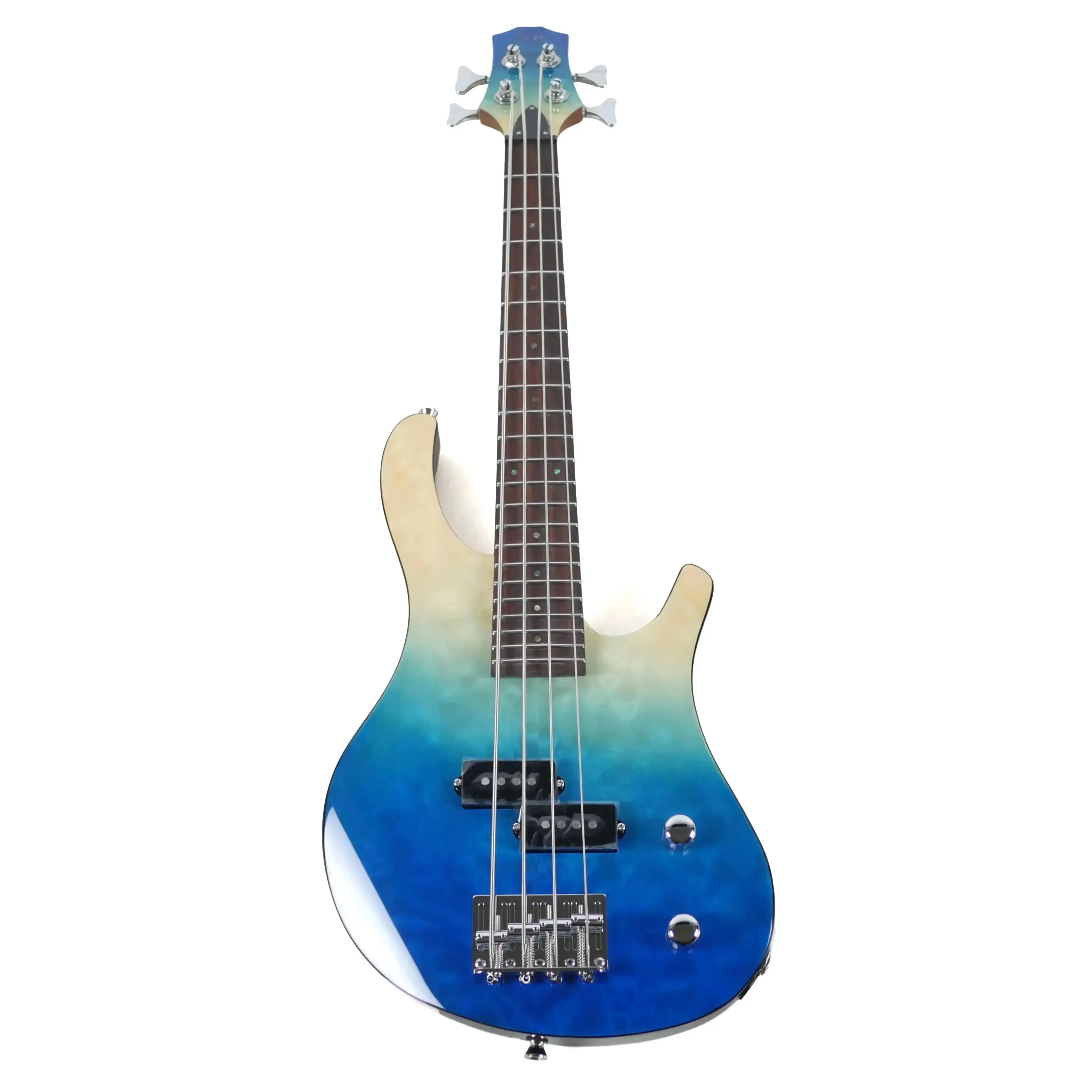 Flight TBL Transparent Blue Solid Body Mini Bass - Image 4