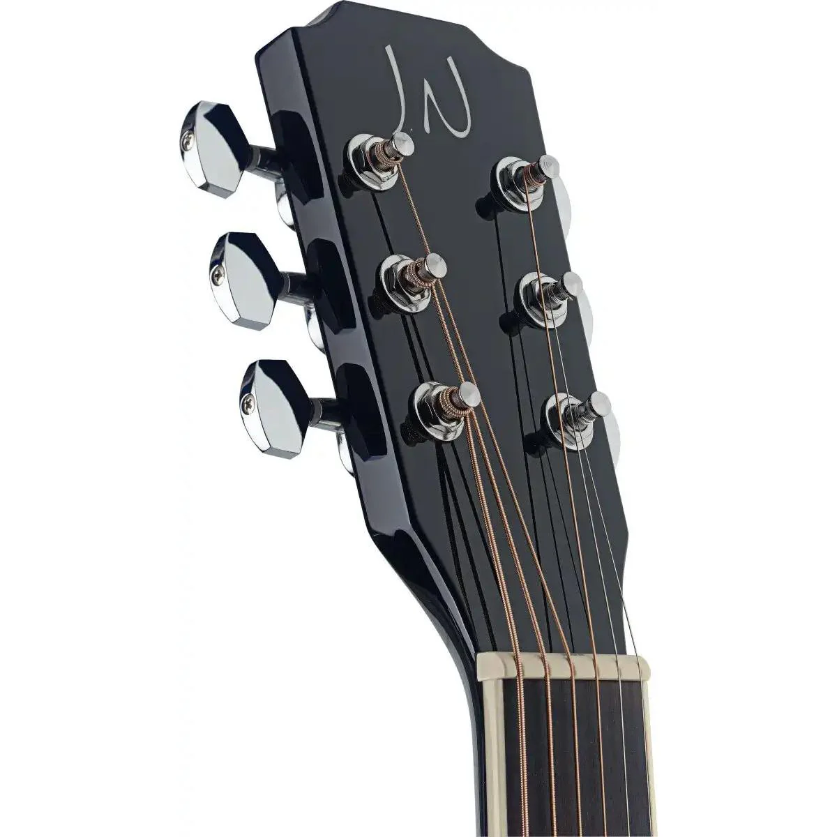 J.N Guitars BES-ACE-BK Solid Spruce Top Black Acoustic Electric Guitar - Image 6