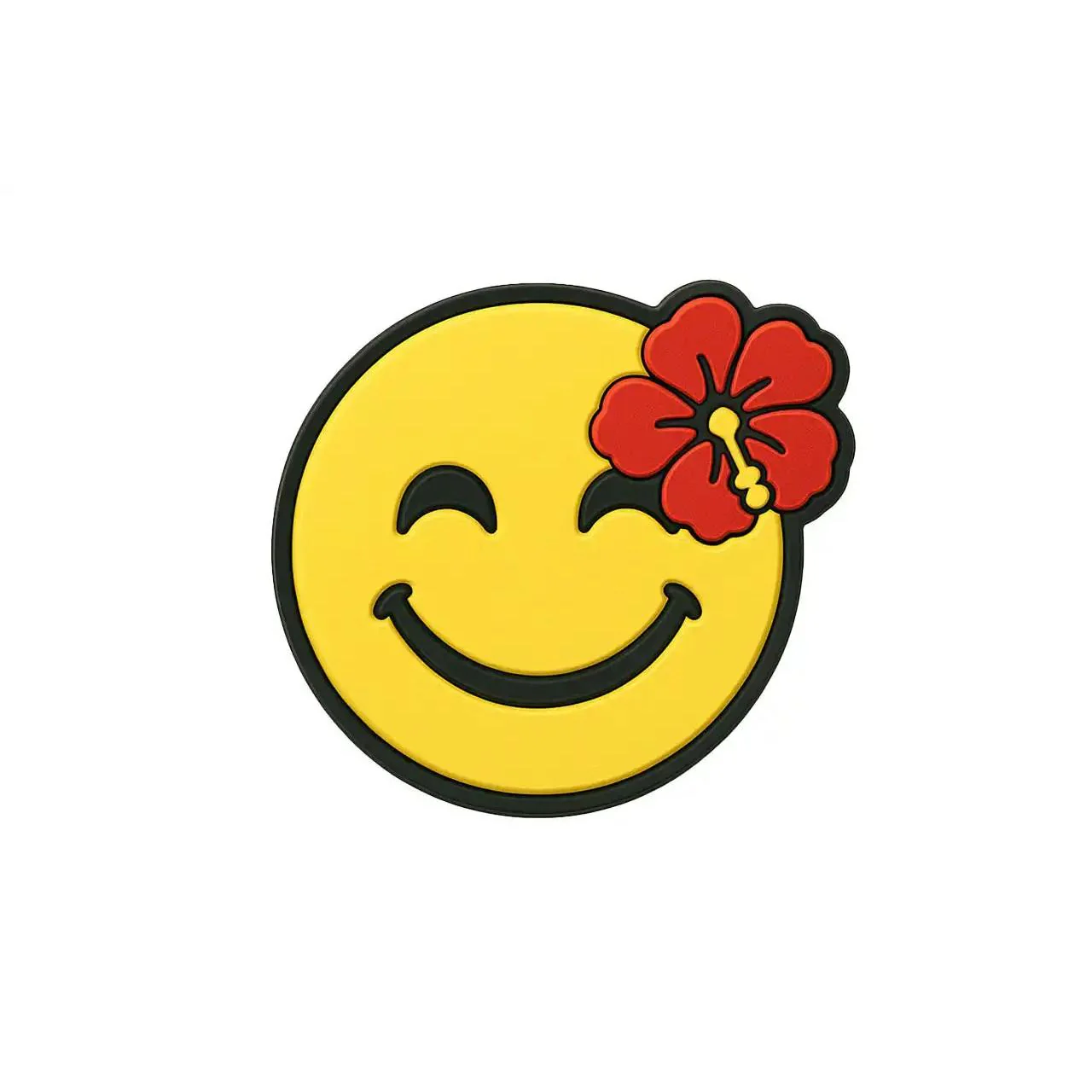 Jam Palz Smiley Face with Red Hibiscus Headstock Charm - Image 2