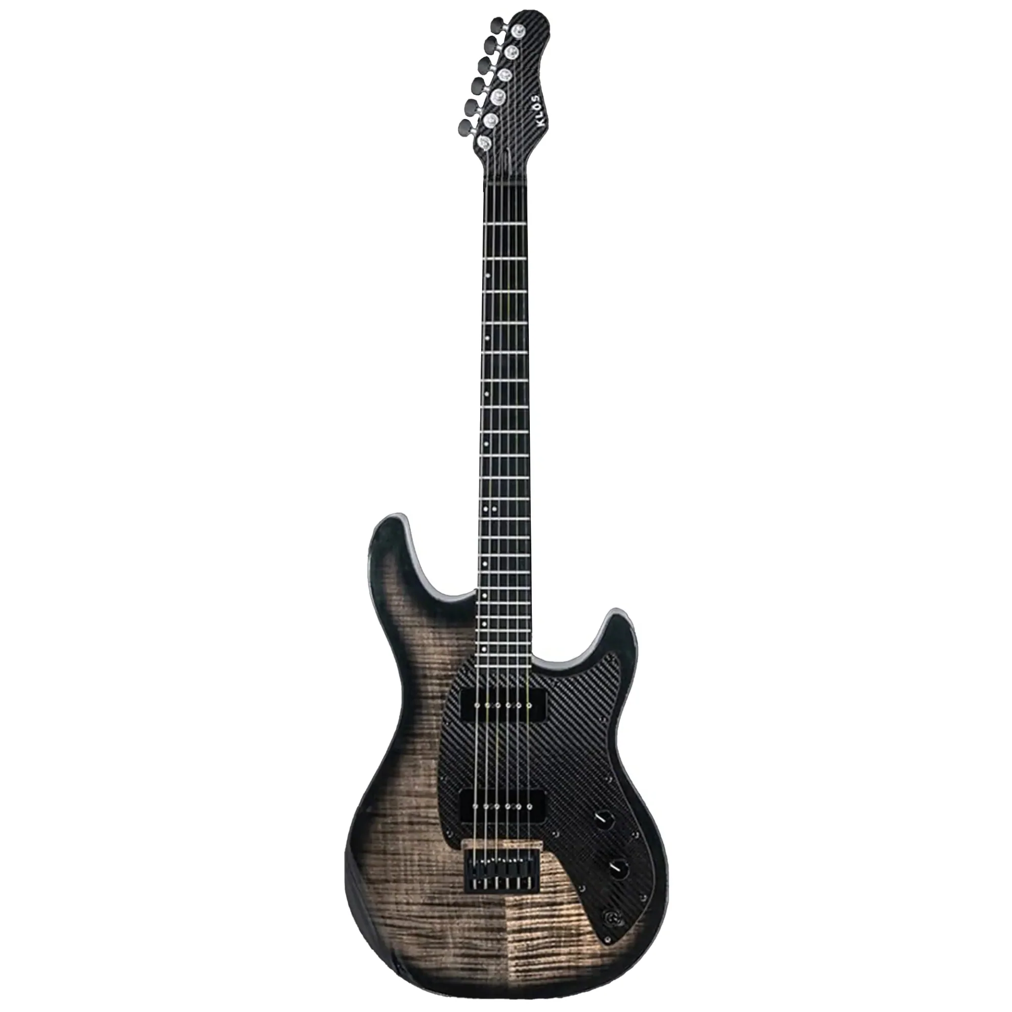 Klōs Artemis Custom Series 22 Fret Black Flame Maple Electric Guitar with Klos P-90S Pickup - Image 3