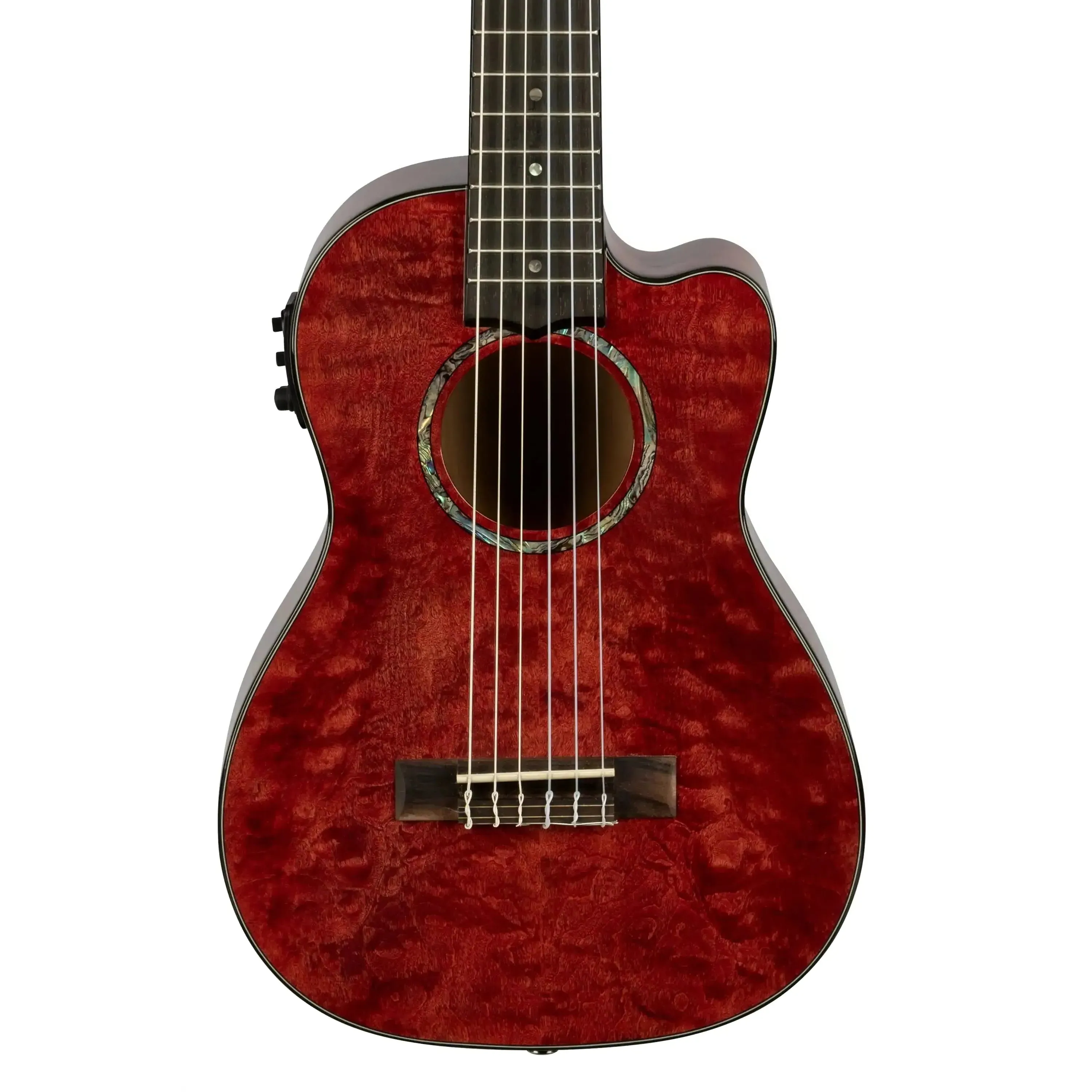 Lanikai QM-RDCEG Red Quilted Maple Guitelele with Pickup