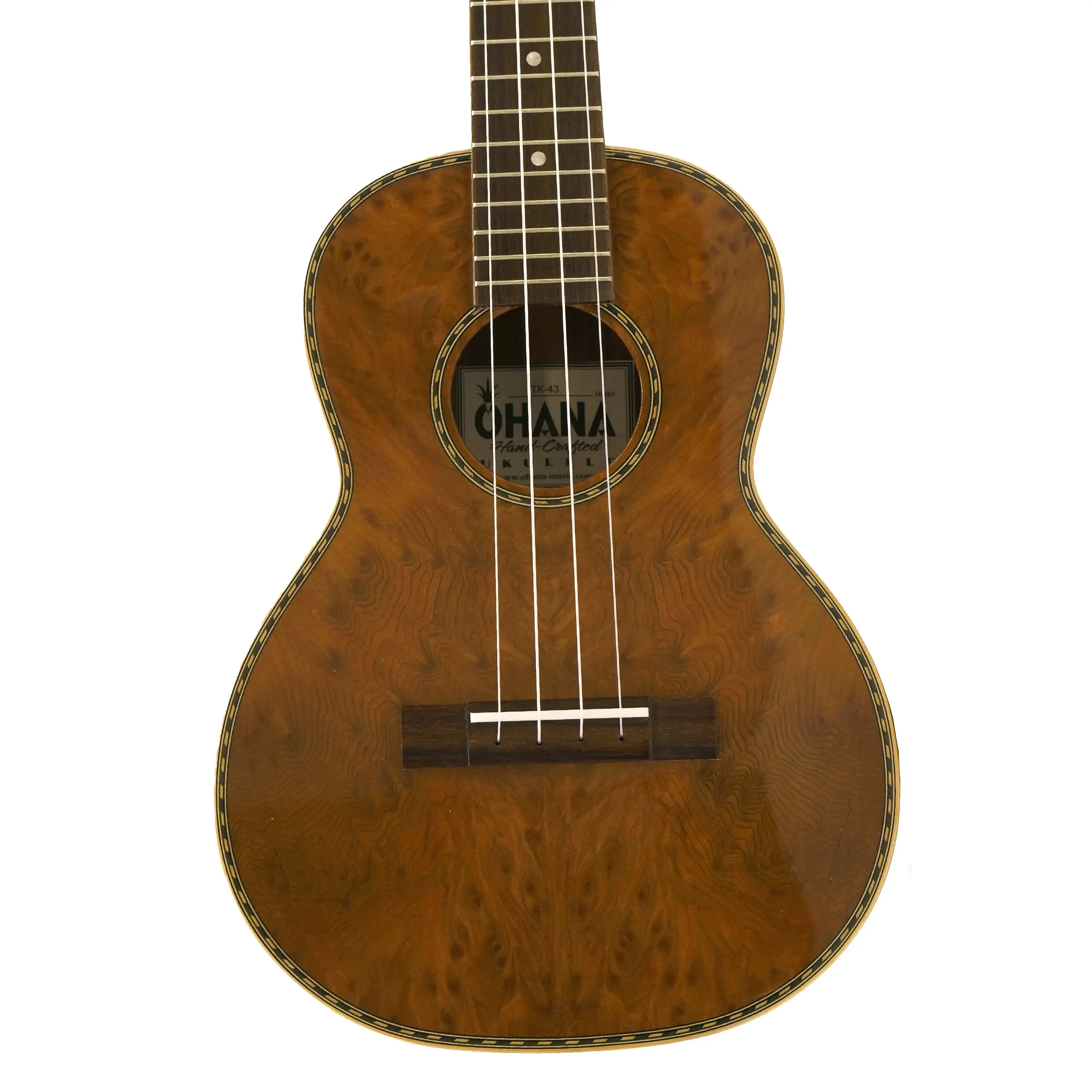 Ohana TK-43 Tenor Ukulele Solid Burled Redwood & Rosewood - Limited Edition