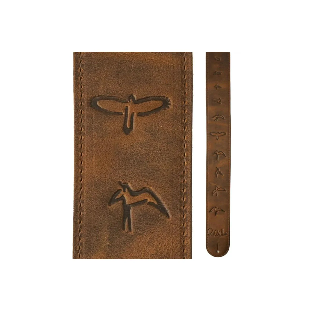 PRS Distressed Brown Leather Birds Strap - Image 3