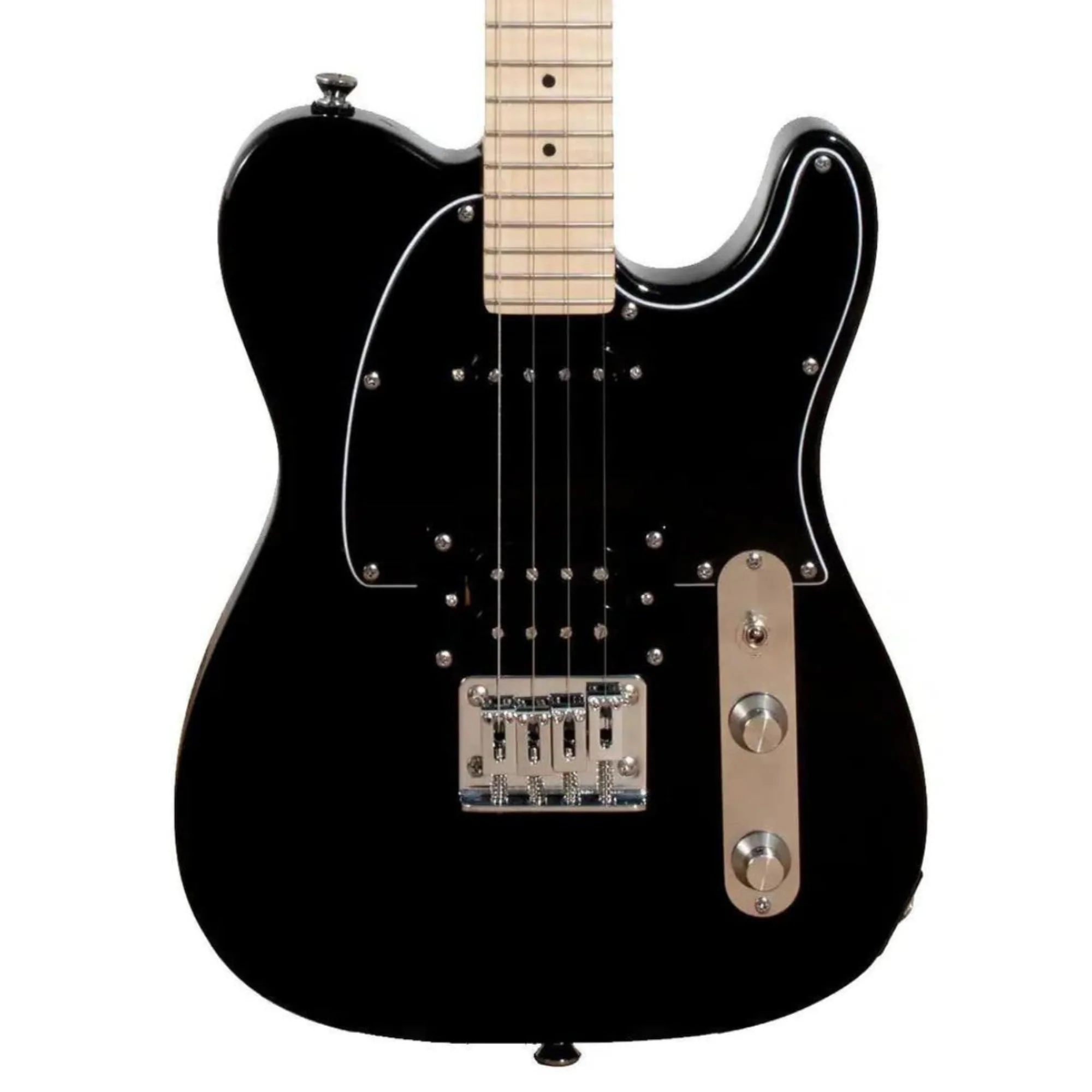 Risa TE-432-BL Black Tele Style Steel String Electric Tenor Ukulele