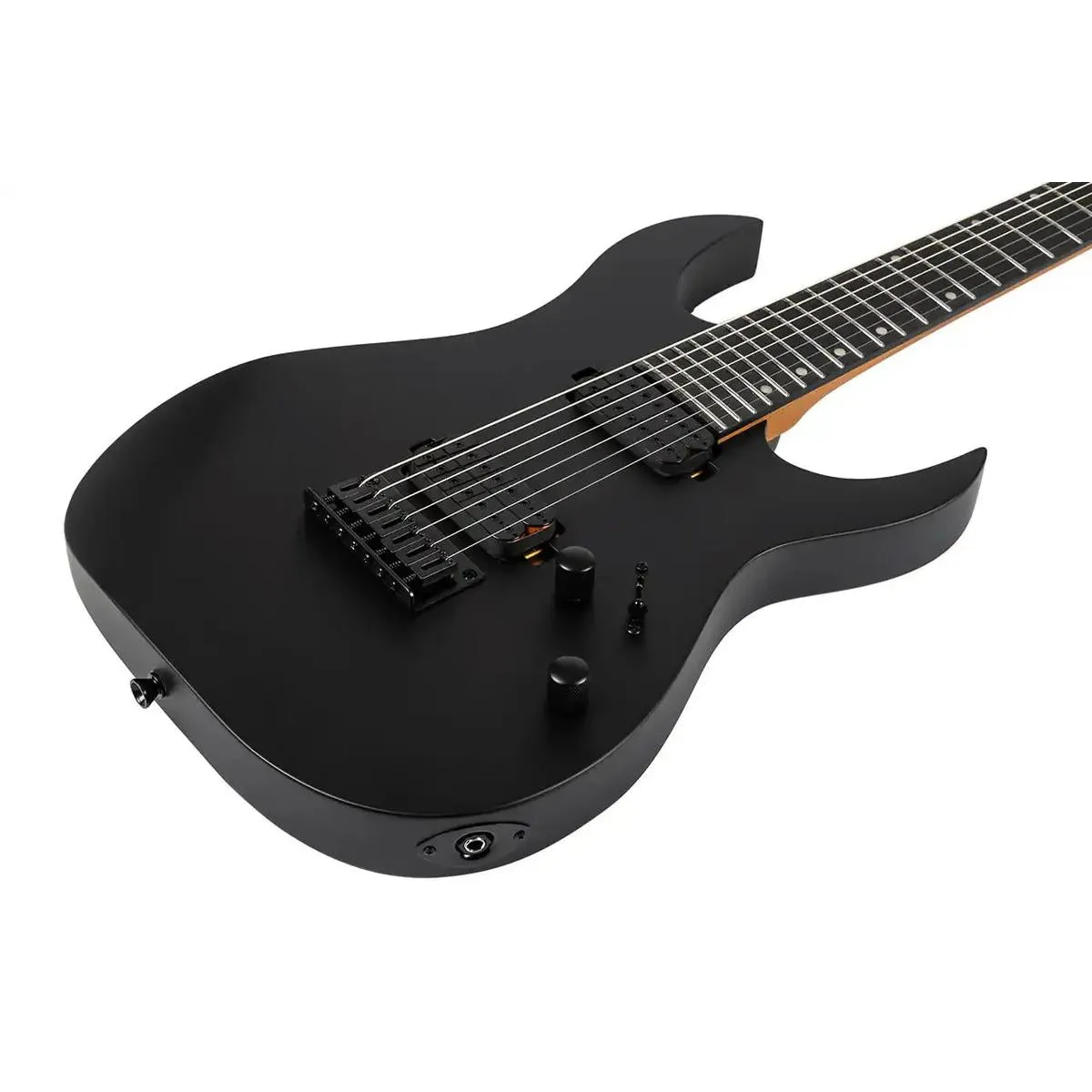 Spira S-407 MBK Satin Black Solid Body 7-String Stratocaster Electric Guitar - Image 3