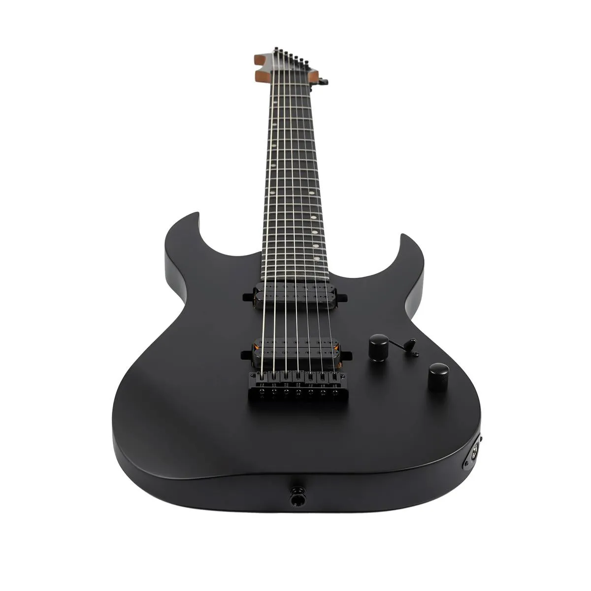 Spira S-407 MBK Satin Black Solid Body 7-String Stratocaster Electric Guitar - Image 4