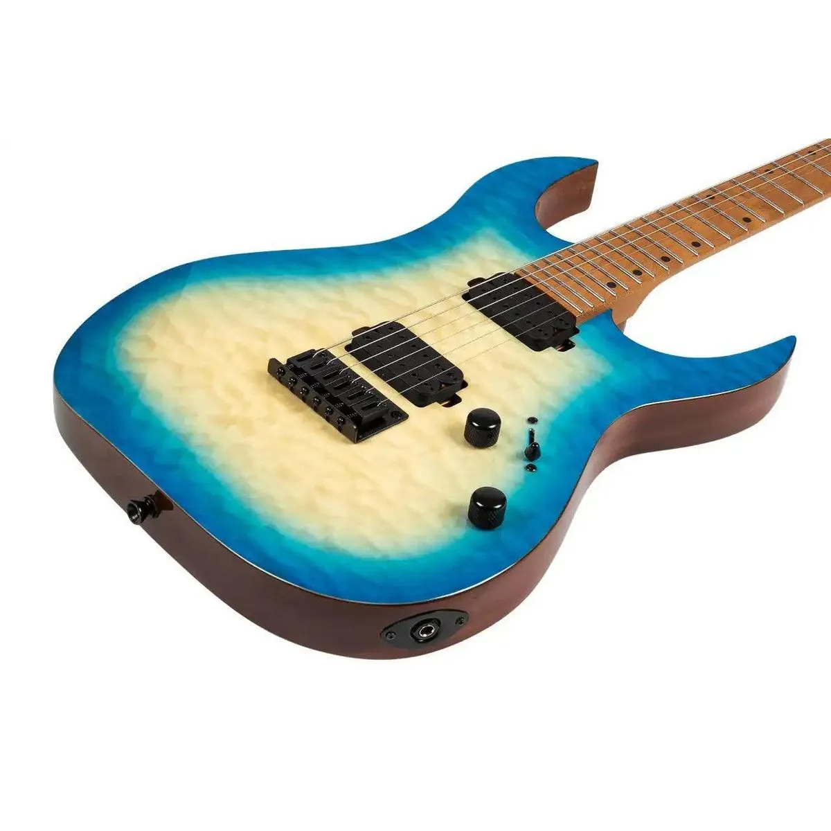 Spira S-500 QAB Transparent Aqua Blue Solid Body Stratocaster Electric Guitar - Image 3