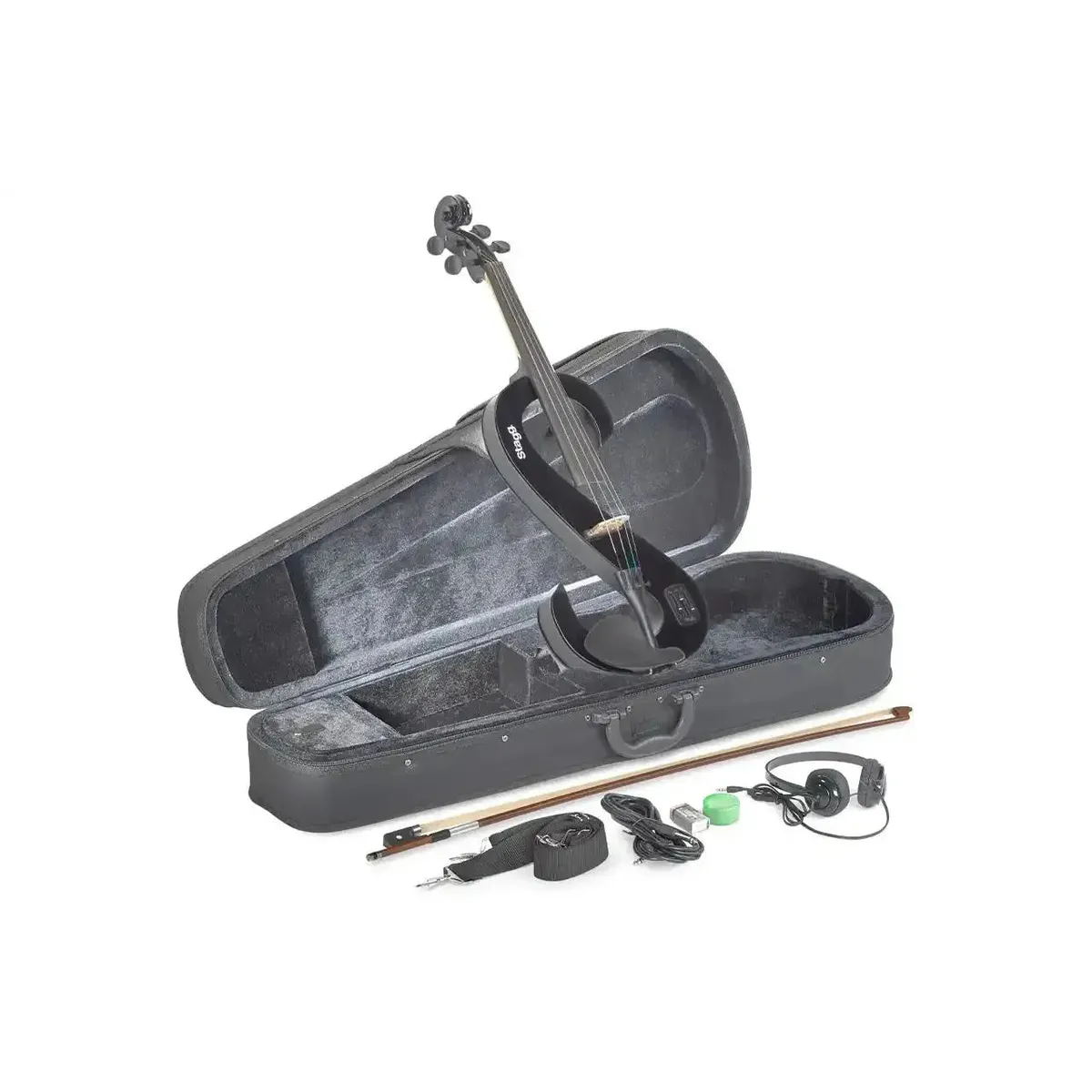 Stagg EVA-4/4-BK Black 4/4 S-Shaped Electric Viola - Image 2