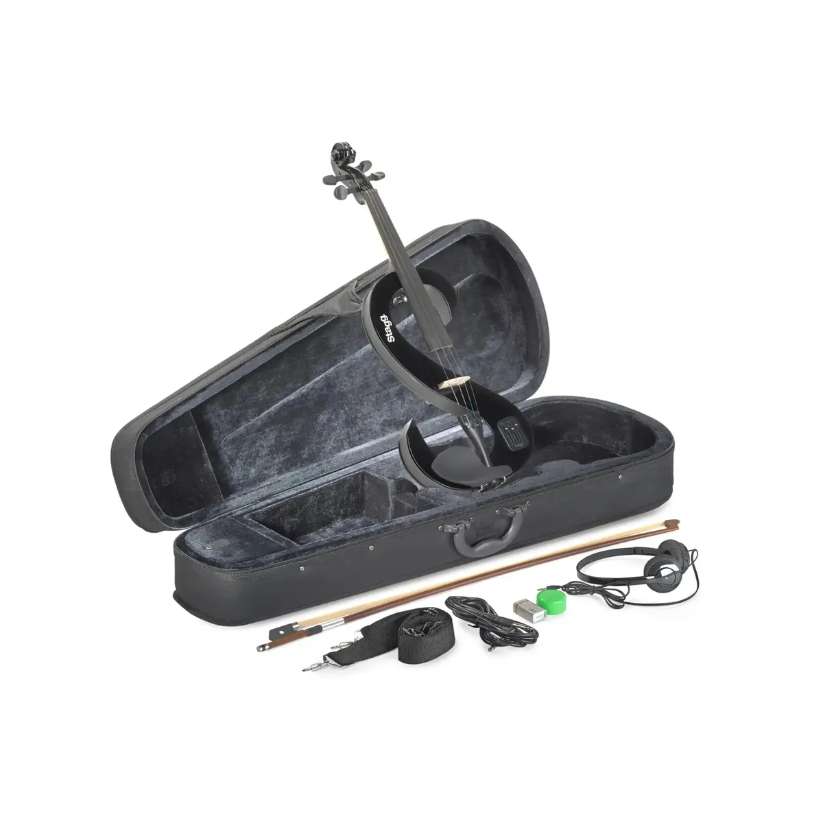 Stagg EVN-4/4-BK Black 4/4 S-Shaped Electric Violin Set - Image 2