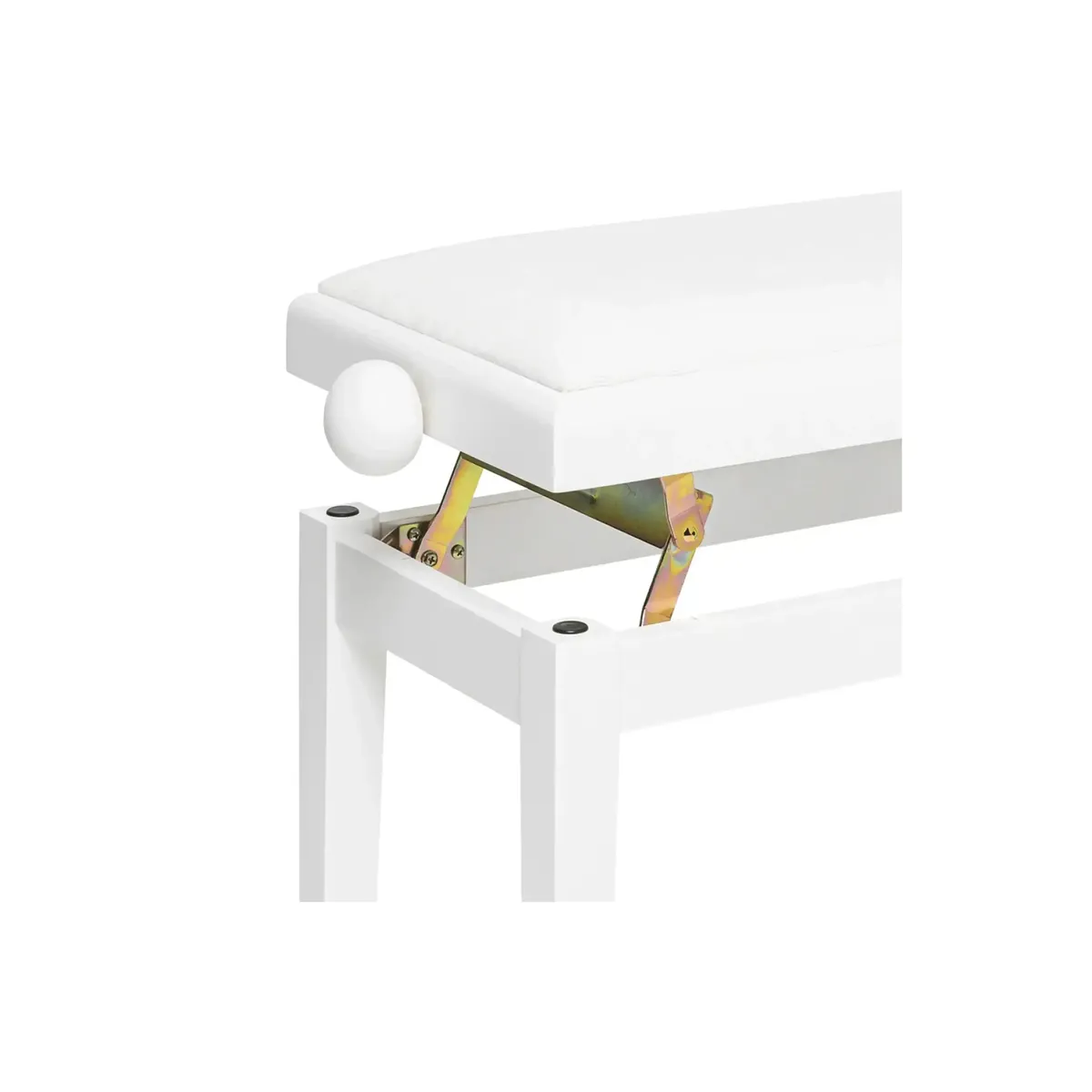 Stagg Matte White Adjustable Piano Bench with White Velvet Top - Image 2
