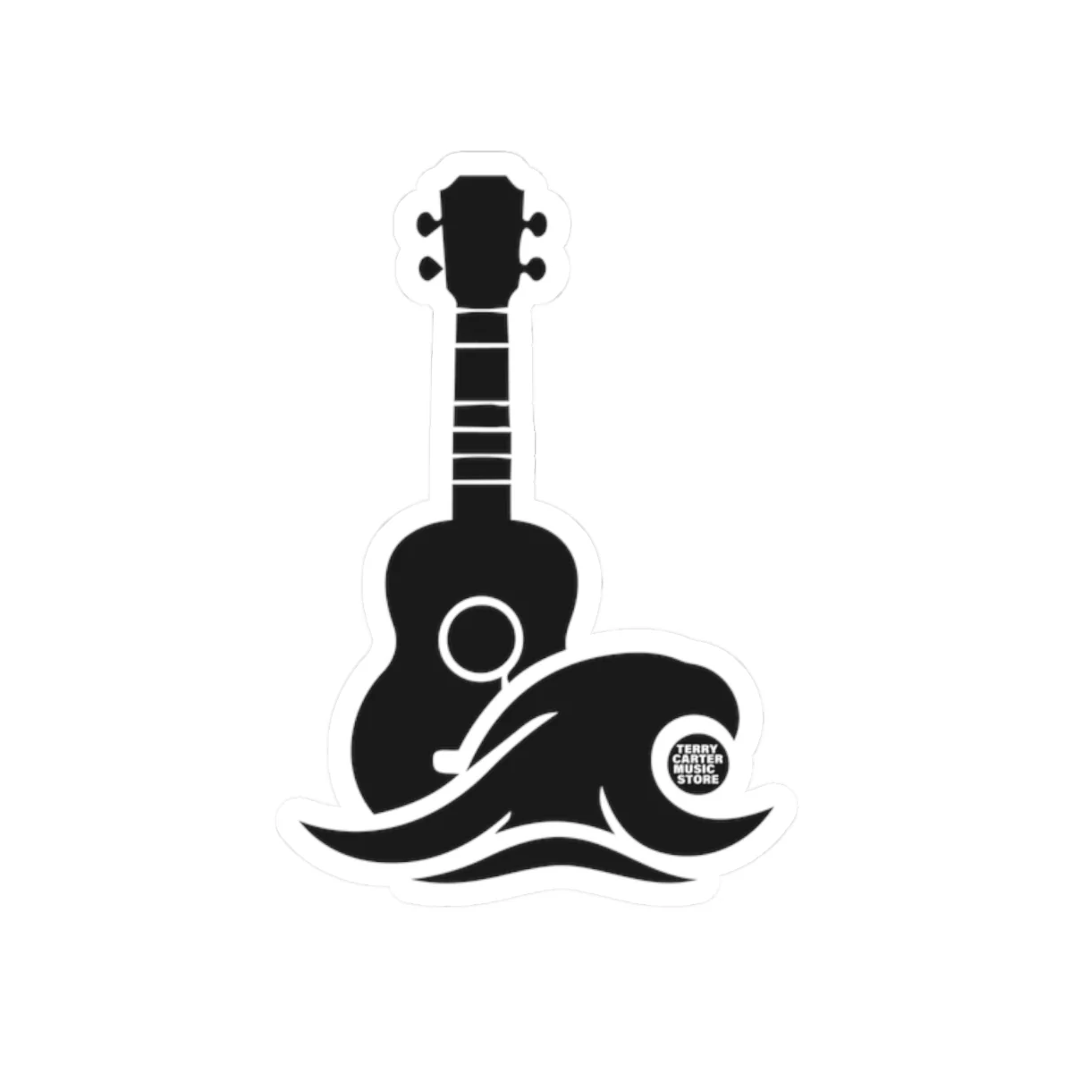 Ukulele Musician Sticker - Black Kiss-Cut Vinyl Decal - Image 4