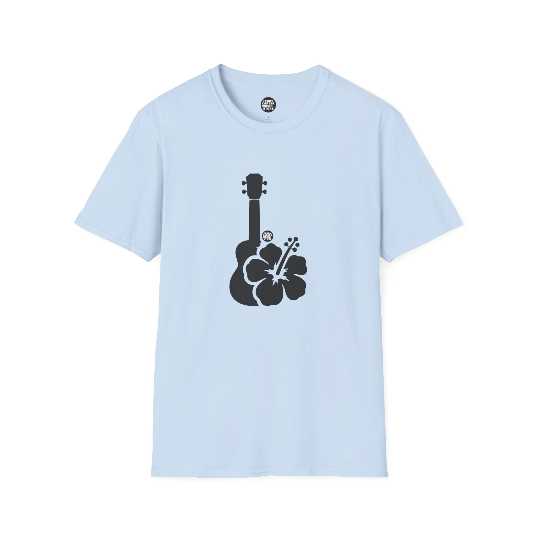 Ukulele Musician T-Shirt with Hibiscus - Black Logo - Image 5