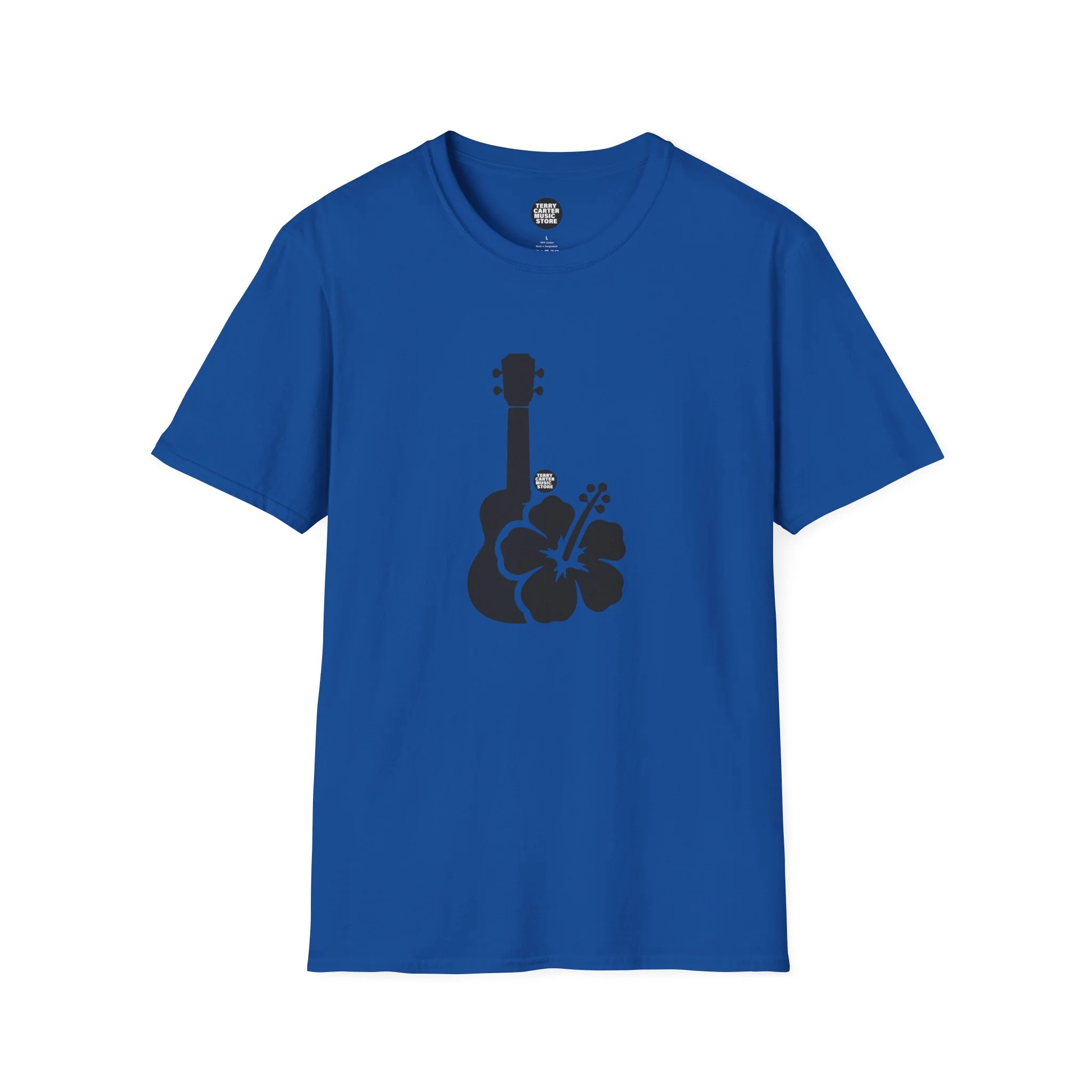 Ukulele Musician T-Shirt with Hibiscus - Black Logo - Image 6