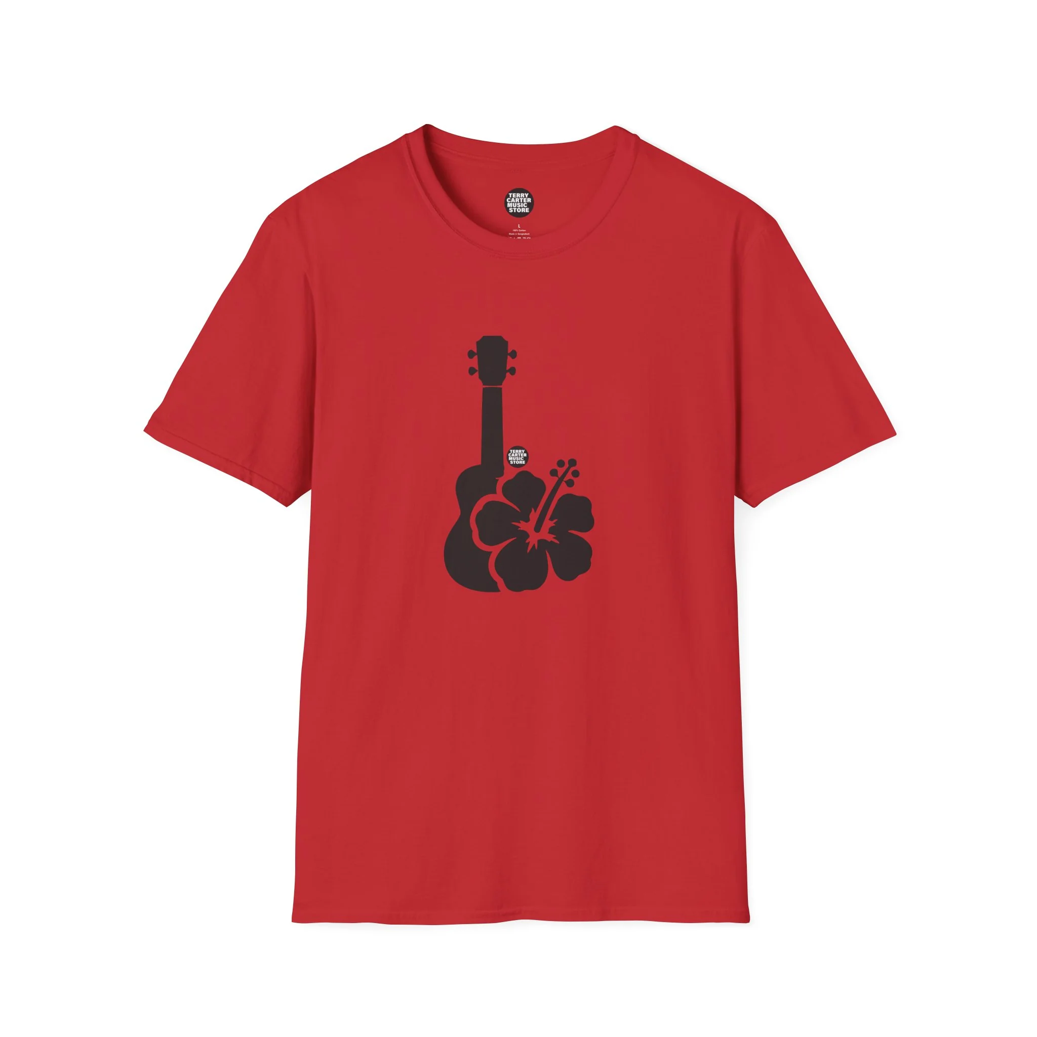 Ukulele Musician T-Shirt with Hibiscus - Black Logo - Image 7