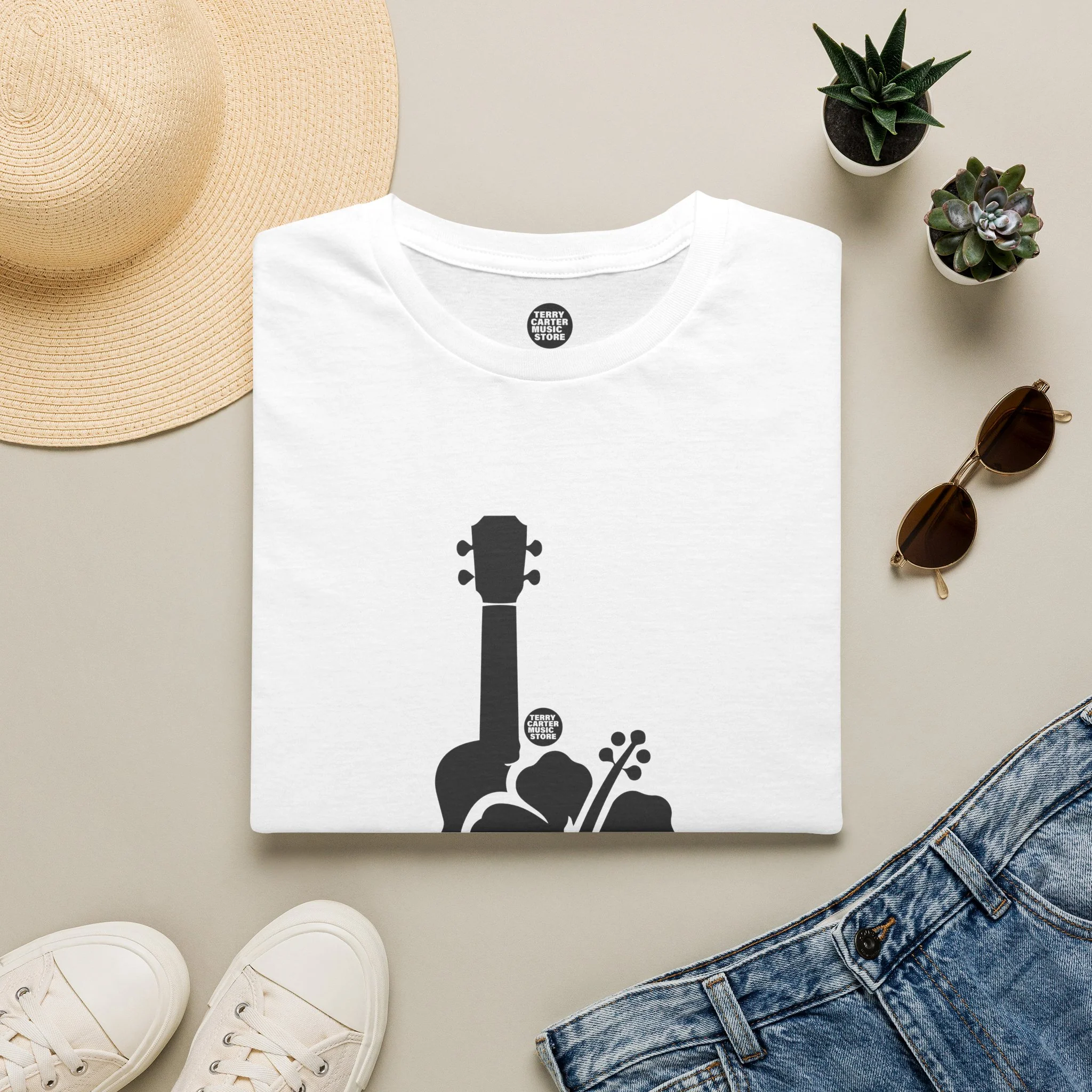 Ukulele Musician T-Shirt with Hibiscus - Black Logo - Image 9