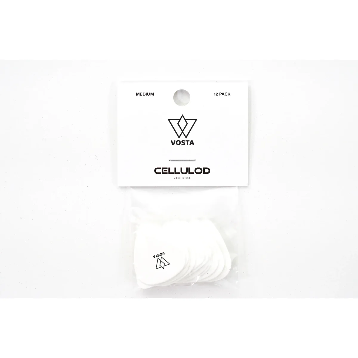 Vosta Medium Celluloid White Picks - 12 Pack